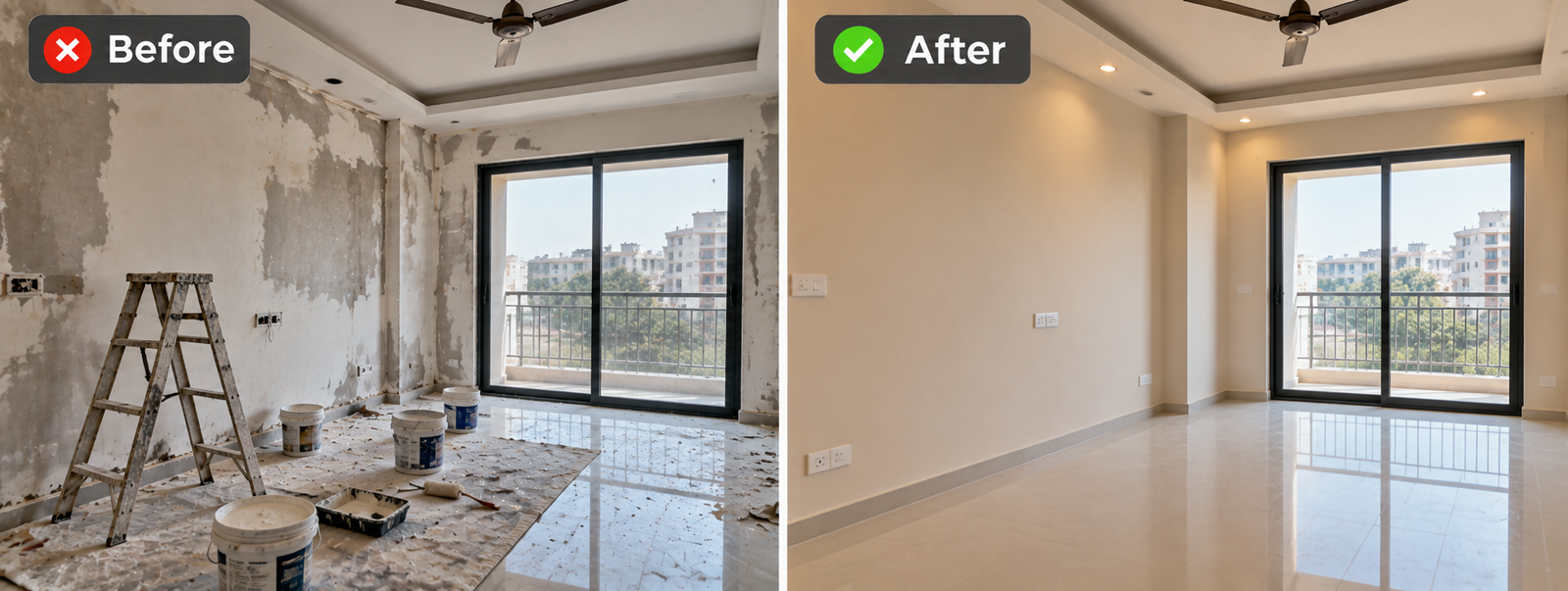 Before and After Living Room TV Feature Wall & Carpentry Renovation